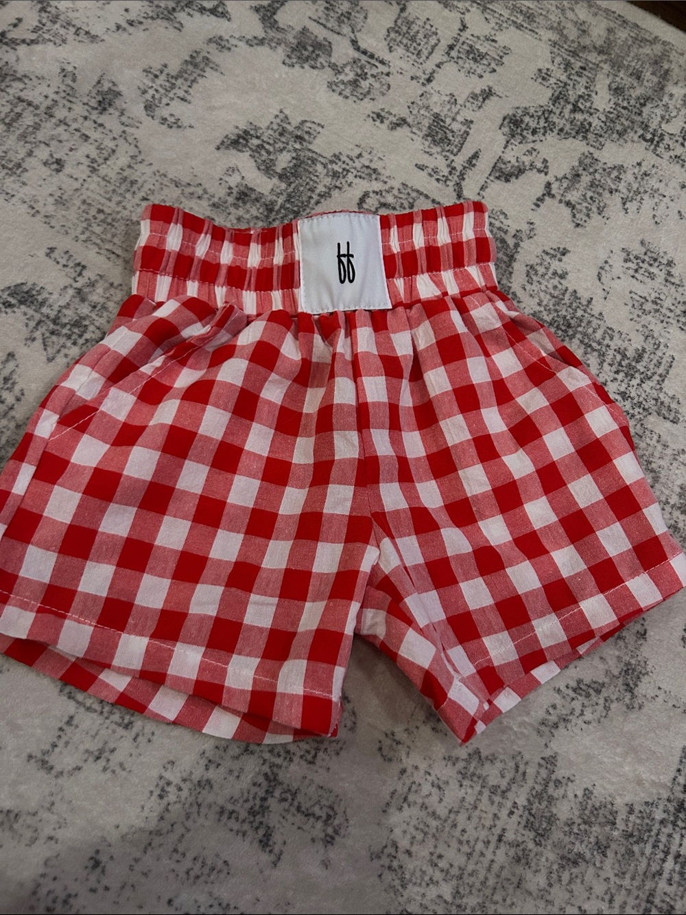 Kids Red Gingham Elastic-Waist Shorts
